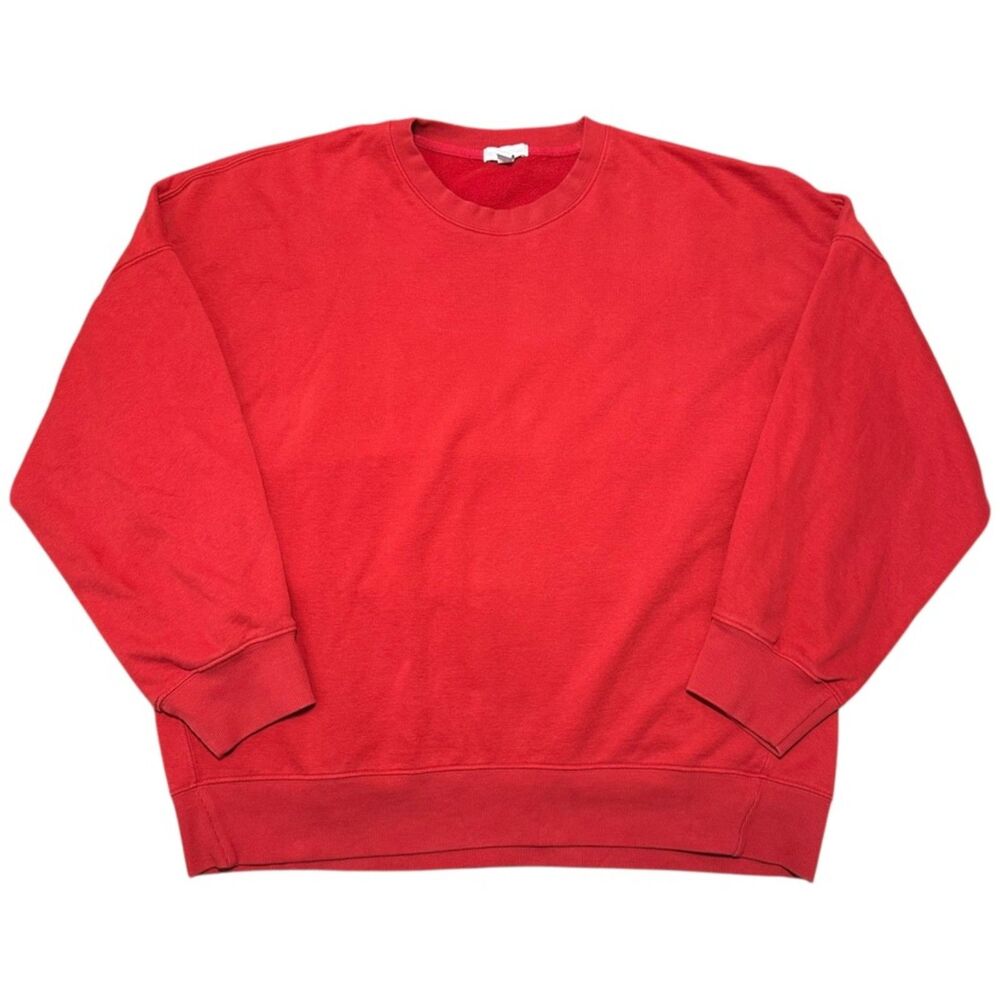 Beyond Yoga Red Crew Neck LuxeFleece Cotton Blend Oversized Sweatshirt, XL